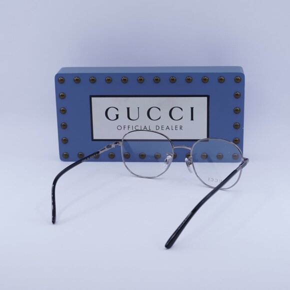 Gucci GG1352O 001 Rectangle Eyeglasses - Shiny Ruthenium/Black 53mm - Picture 4 of 12